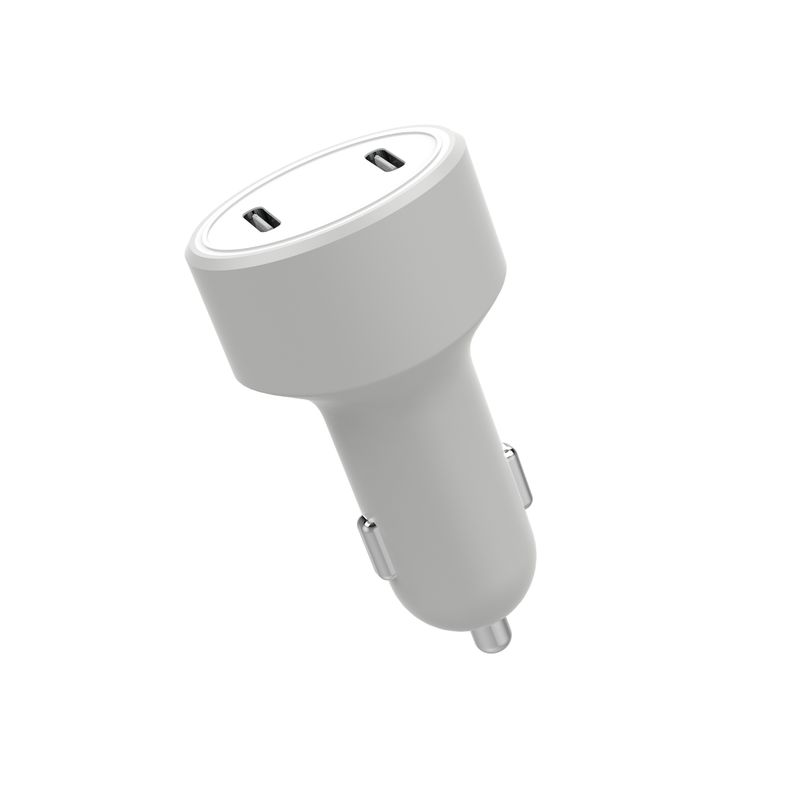 White TYPE C 2 36W PD3.0 9V2A Dual Port Car Charger